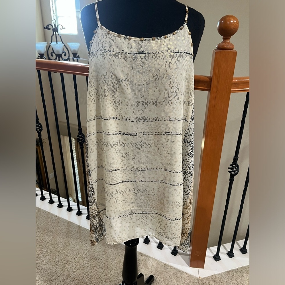 Midnight Velvet Animal Print Top - Brown & Gray with studded  accents: SIZE XL - Picture 10 of 12